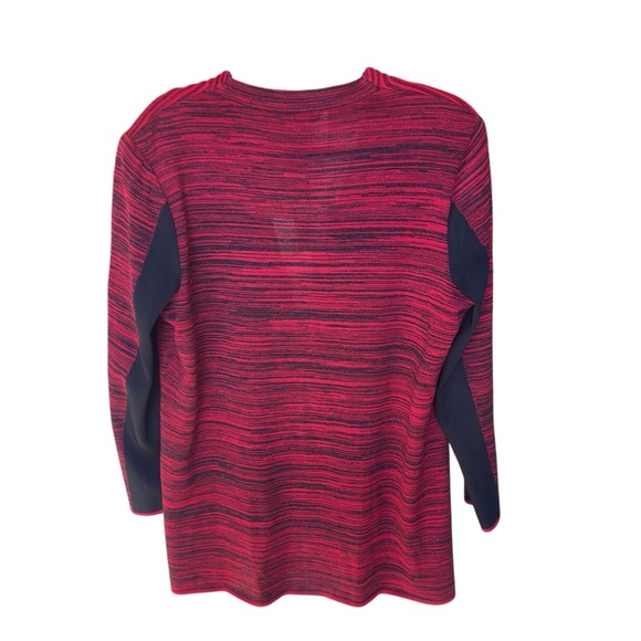 Ming Wang Red Black Striped Knit Open Front Long Sleeve Cardigan Sweater  XL - Picture 2 of 8